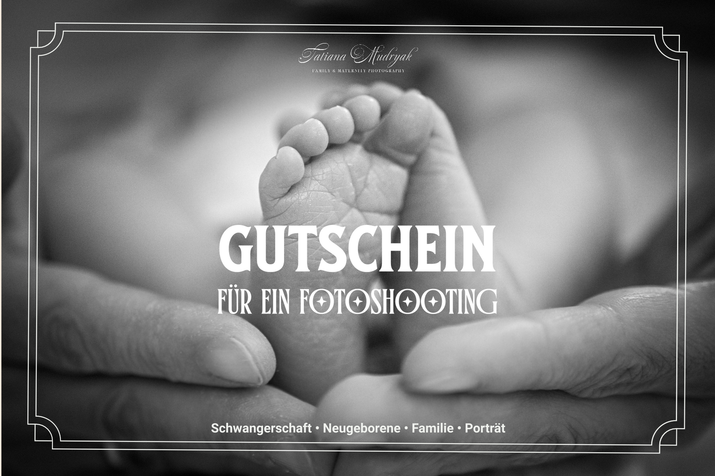 Photoshoot Gift Certificate | Newborn Design | ENG/DE/RUS