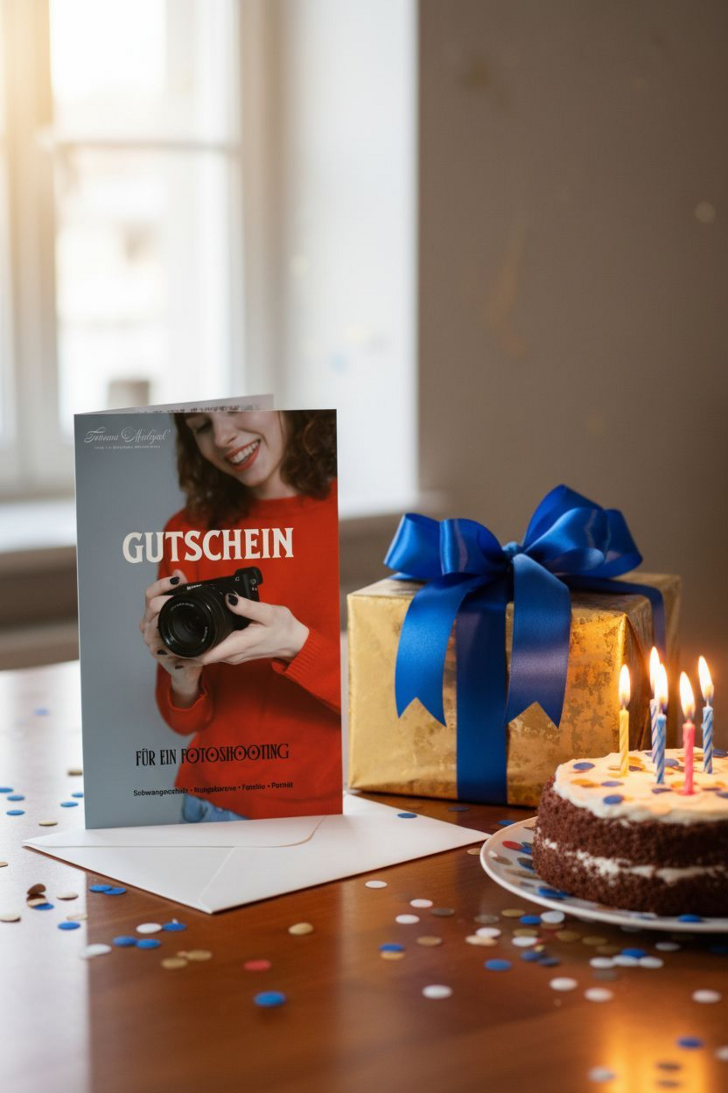 Photoshoot Gift Certificate | Birthday, Universal Design | ENG/DE/RUS