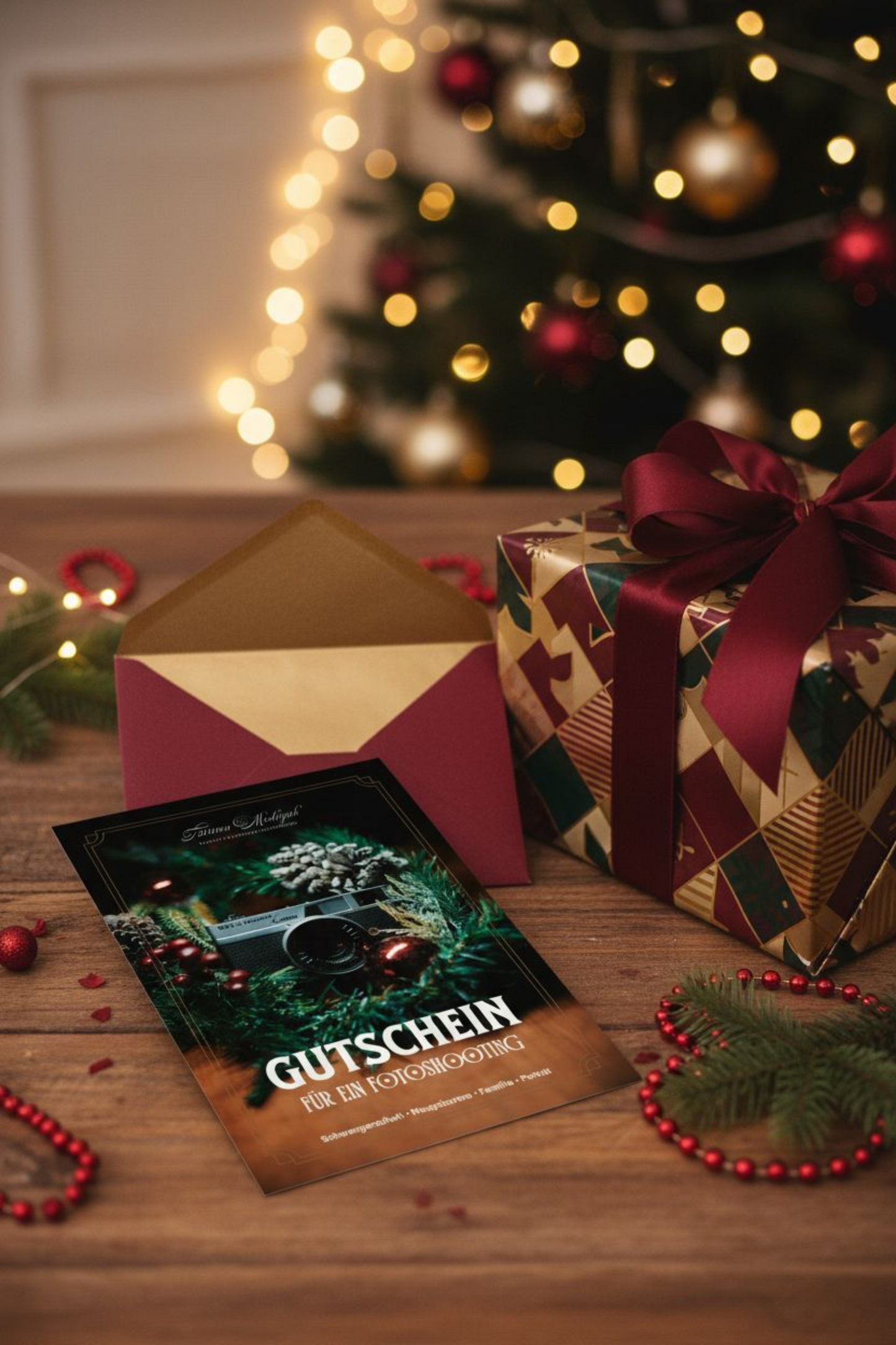 Photoshoot Gift Certificate | Xmas NewYear Design | ENG/DE/RUS