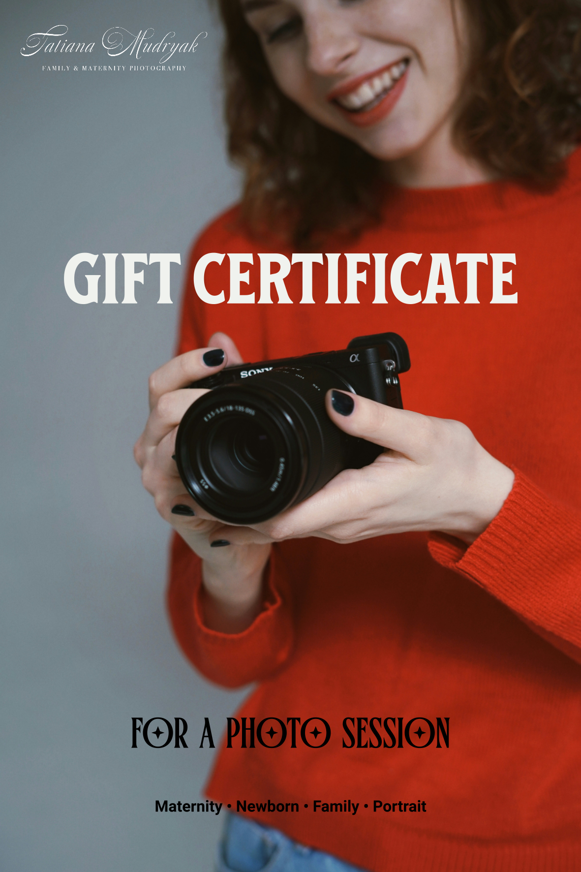 Photoshoot Gift Certificate | Birthday, Universal Design | ENG/DE/RUS