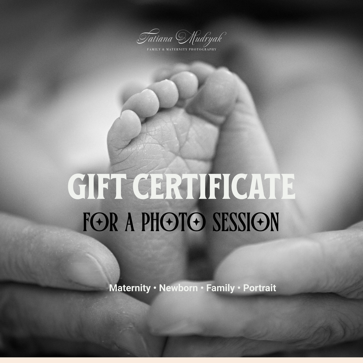 Photoshoot Gift Certificate | Newborn Design | ENG/DE/RUS