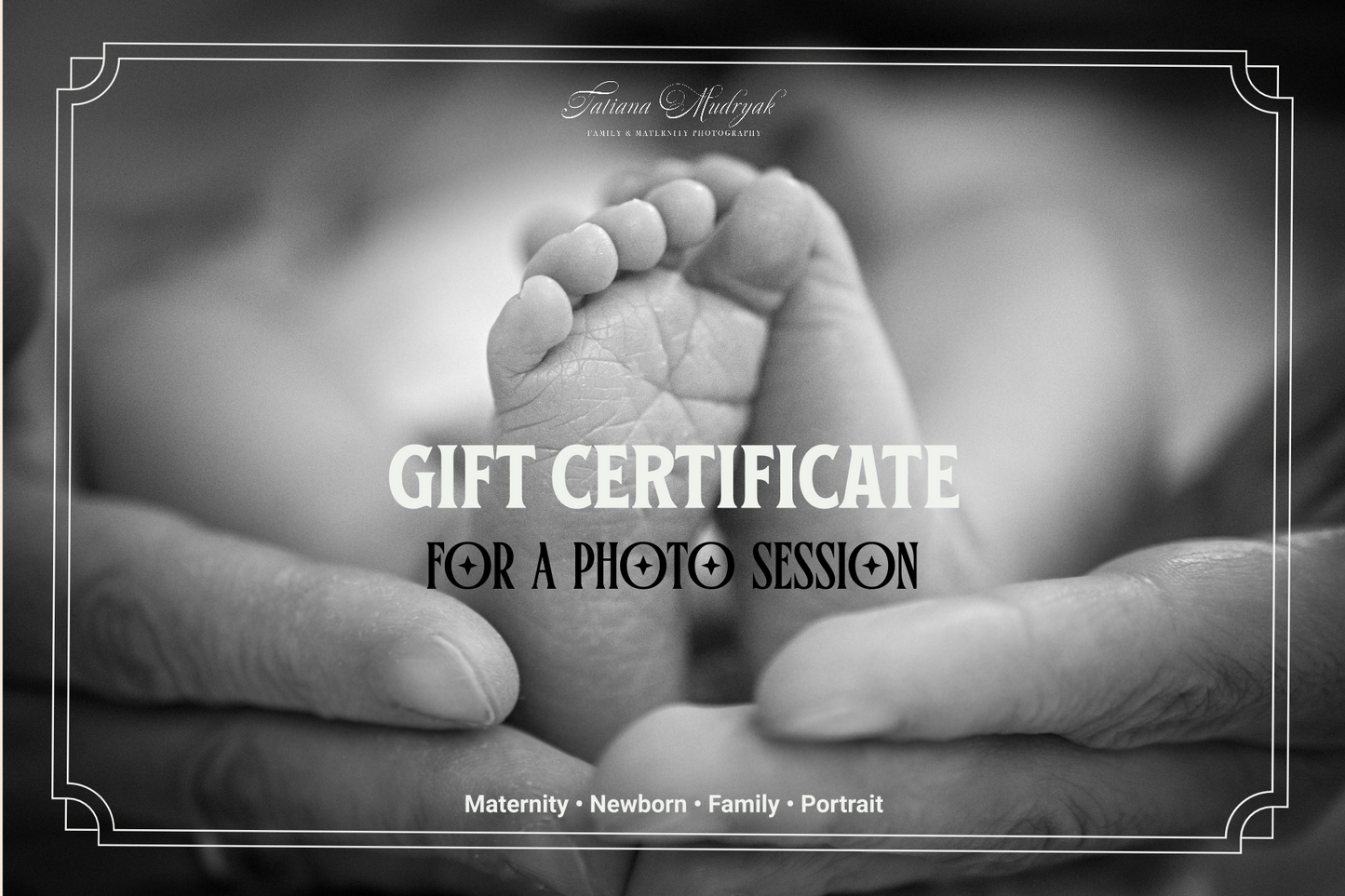 Photoshoot Gift Certificate | Newborn Design | ENG/DE/RUS