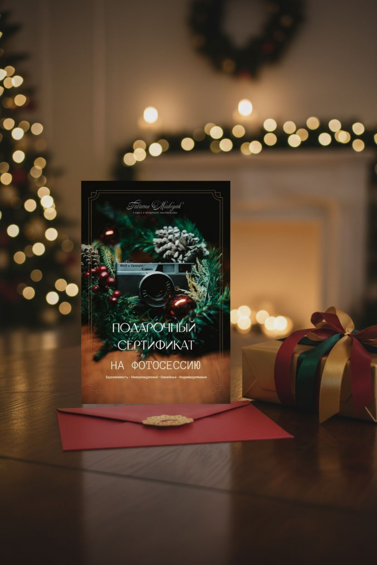 Photoshoot Gift Certificate | Xmas NewYear Design | ENG/DE/RUS