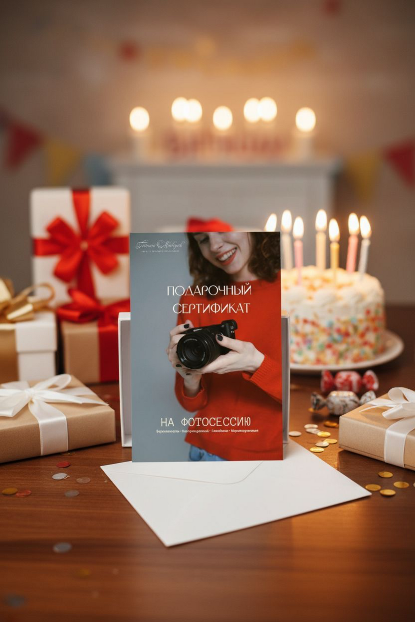 Photoshoot Gift Certificate | Birthday, Universal Design | ENG/DE/RUS