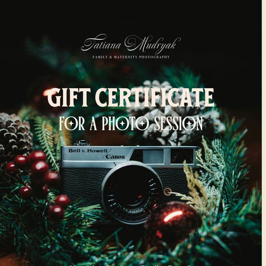 Photoshoot Gift Certificate | Xmas NewYear Design | ENG/DE/RUS