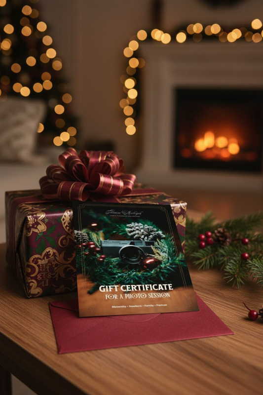 Photoshoot Gift Certificate | Xmas NewYear Design | ENG/DE/RUS