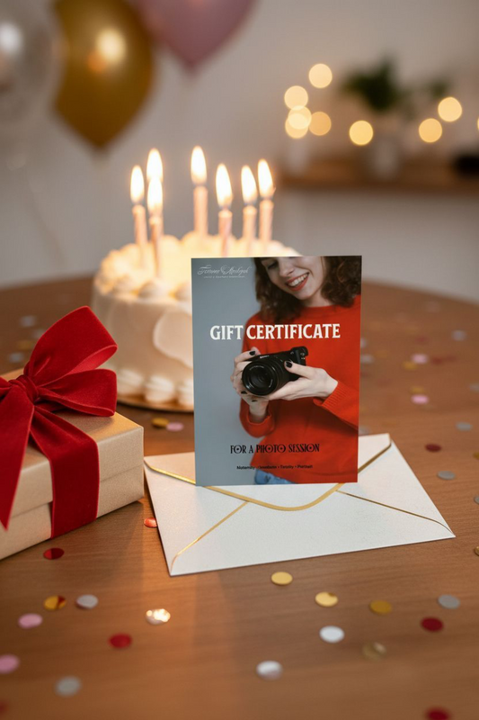 Photoshoot Gift Certificate | Birthday, Universal Design | ENG/DE/RUS